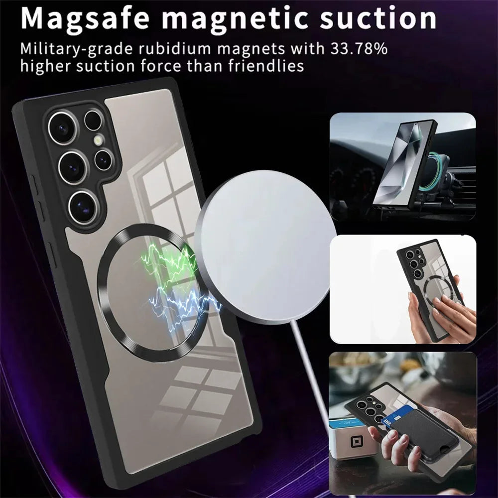 360° Full Shockproof Magnetic Transparent Case for Samsung Galaxy