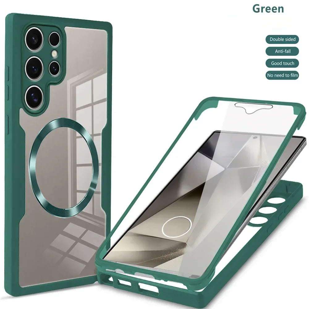 360° Full Shockproof Magnetic Transparent Case for Samsung Galaxy