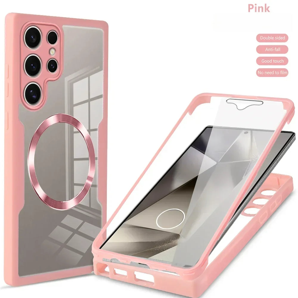 360° Full Shockproof Magnetic Transparent Case for Samsung Galaxy