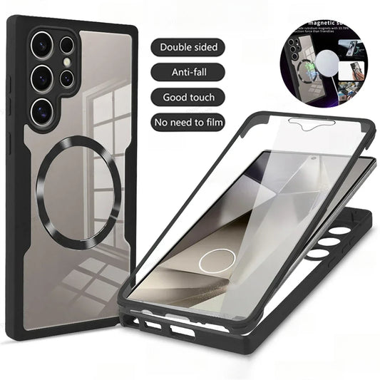 360° Full Shockproof Magnetic Transparent Case for Samsung Galaxy